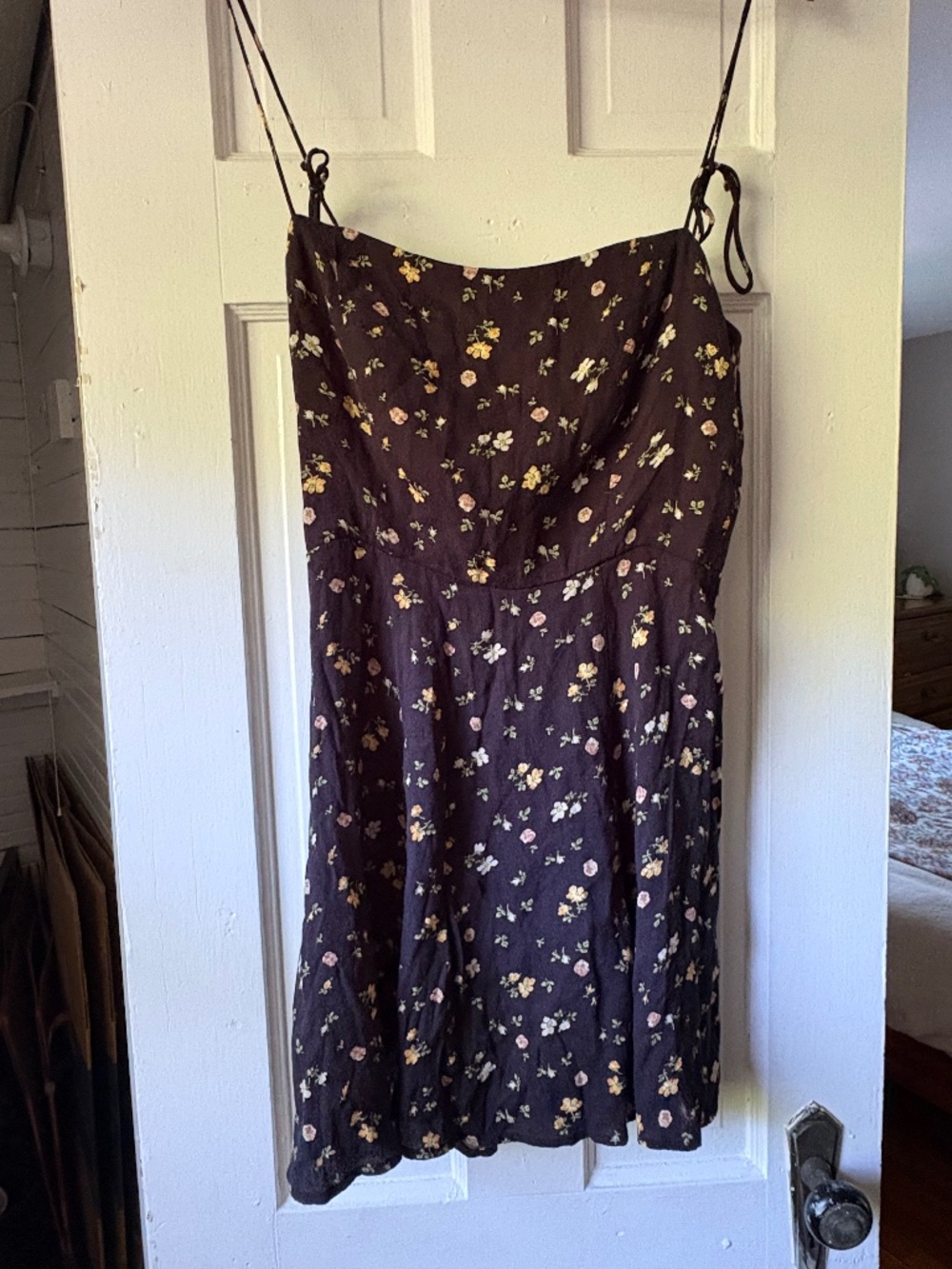 Reformation black floral mini dress